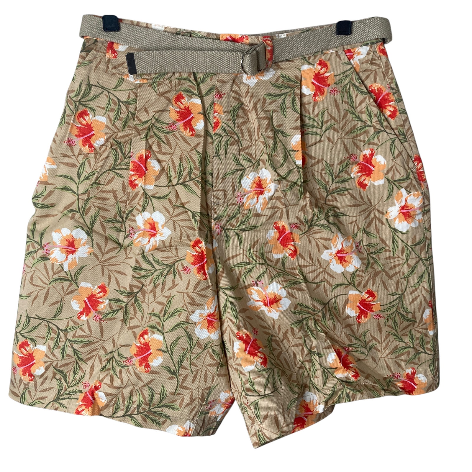 White Stag Bermuda Shorts Womens 10 Brown Red Floral Print New